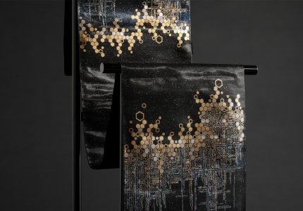 池田晃将 作品 百千金彩螺鈿帯「龍脈」